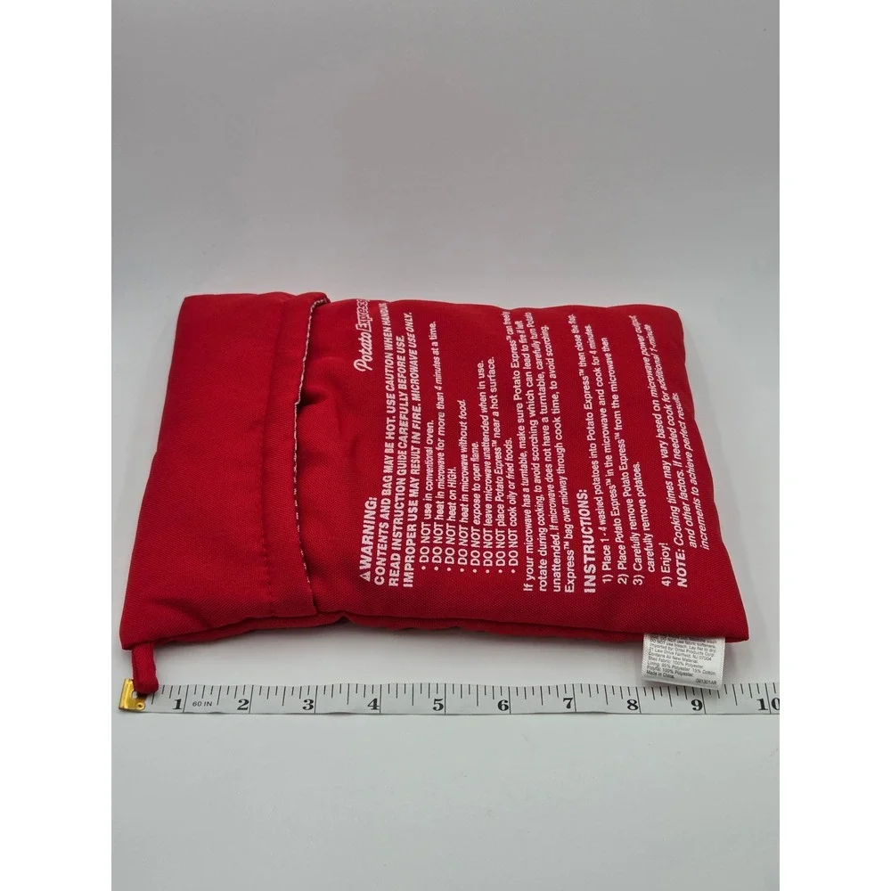Potato Express Microwave Potato Cooker Red Reusable Pouch with Recipe Guide